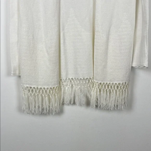 Lilly Pulitzer Tatum Long Sleeve White Women's XS Cardigan Sweater with Fringe - Picture 3 of 9